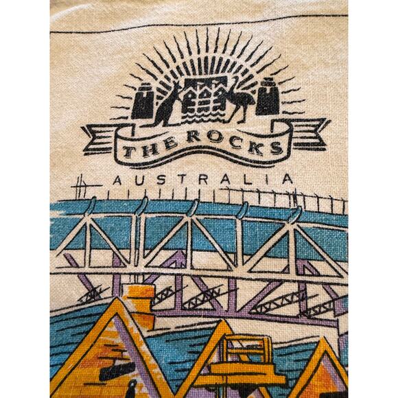 Vintage Australia Tea Towel Urban Cityscape 17” x 26” Retro Graphic Design - Picture 2 of 4